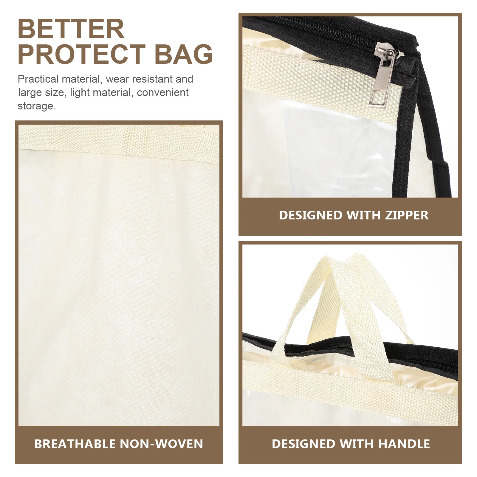 

2 Pcs Dust Bags for Handbags Protection Purse Storage Organizer Black Clear Purses