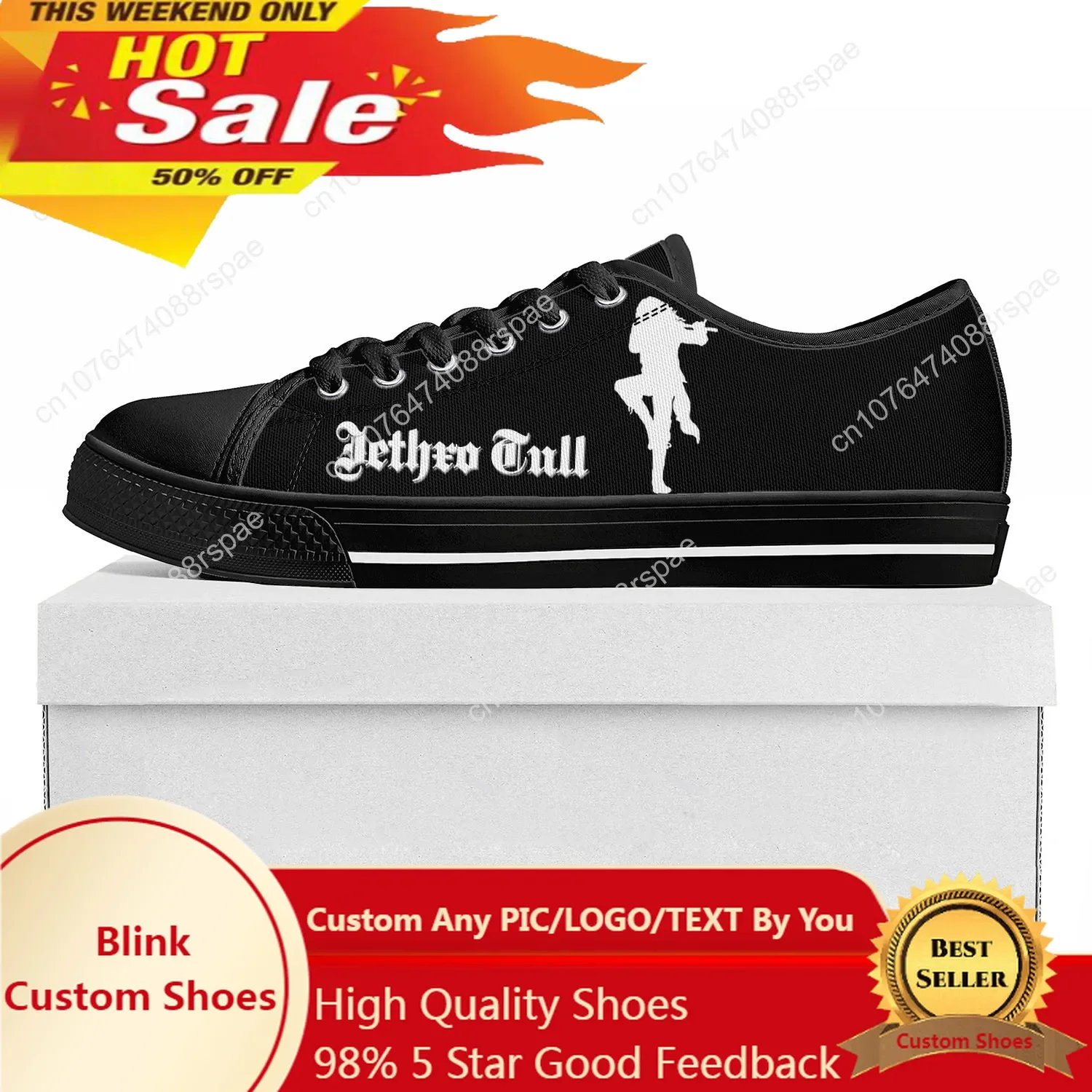 Jethro Tull Folk Band Sneakers para homens e mulheres, Low Top, boa qualidade, tênis de lona adolescente, sapatos casuais musicais, sapatos personalizados para casal