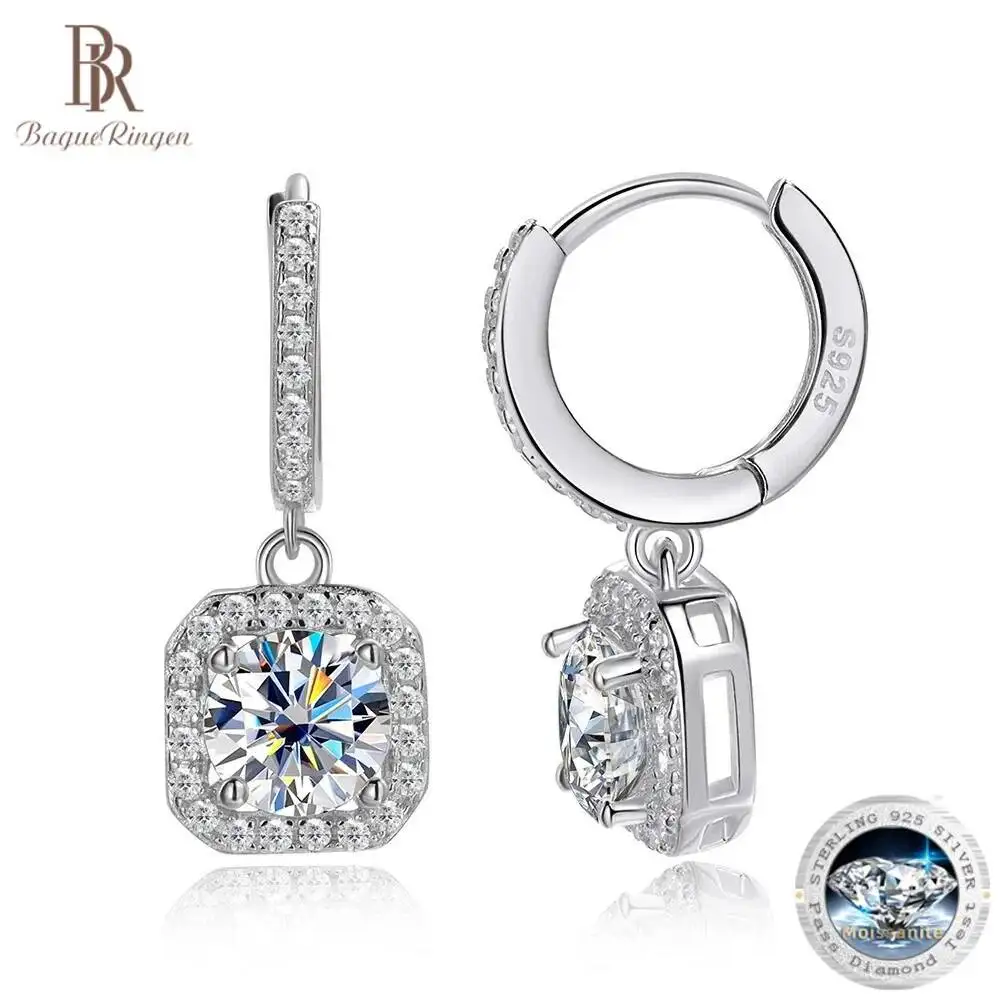 

Серьги-подвески BR 6,5 мм из стерлингового серебра 925 пробы для женщин, в форме капли, с муассанитом, идеально подходят для повседневной носки, с сертификатом GRA