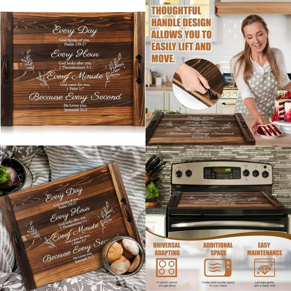 

Wooden Cutting Board with Handles - 27.5 x 21.6 Stove Top Cover for Gas and Electric Burners, Sink Cover Solution