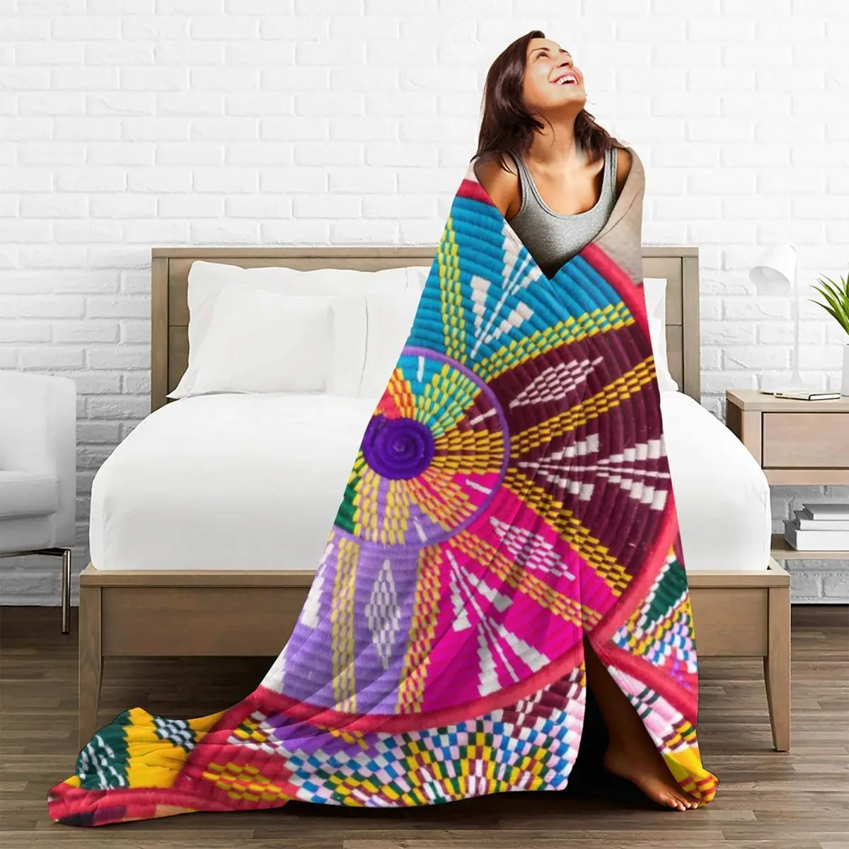 Ethiopian Plates Sefed Flannel Throw Blanket African Art traditional Blankets for Bedding Bedroom Ultra-Soft Plush Thin Quilt - Image 3