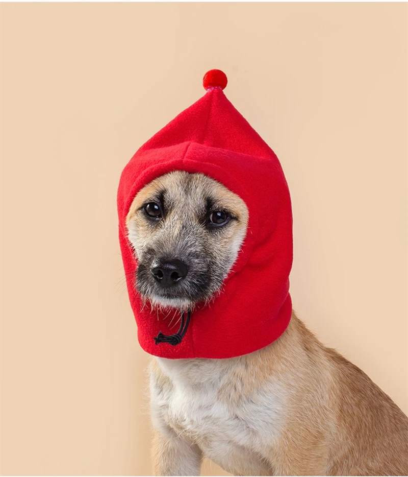 Solid Warm Winter Small Puppy Hat Cosplay Chihuahua Yorkshire Cats Head Wear Adjustable Christmas Outdoor Cap for French Bulldog - view 2