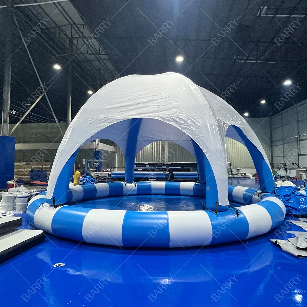 

Promotion Price Outdoor Playground Water Kids Inflatable Pool With Tent Circular Inflatable Swimming Pool Cover Tent