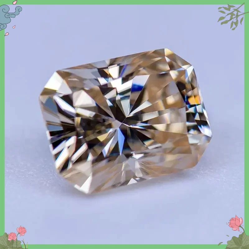 Moissanit-Stein, natürliche Farbe, Teegelb, Radiant-Schliff, im Labor gezüchteter Diamant für die Schmuckherstellung – Detail 9