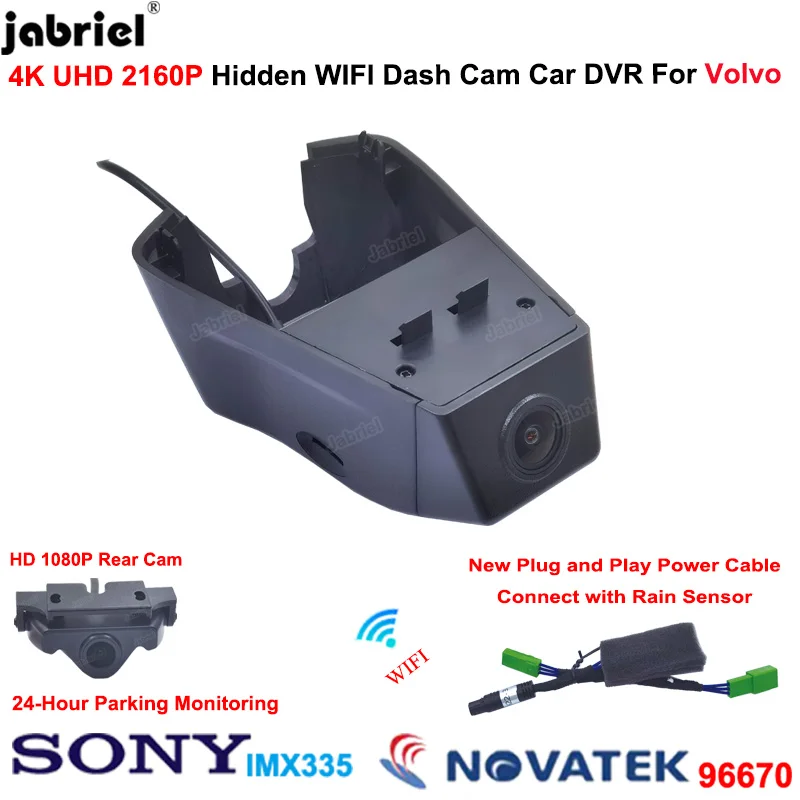 

Jabriel 4K 2160P Car DVR Video Recorder Wifi 24H Parking Monitor Driving Recorder Dash Cam for Volvo XC90 B5 B6 2022 2023 2024