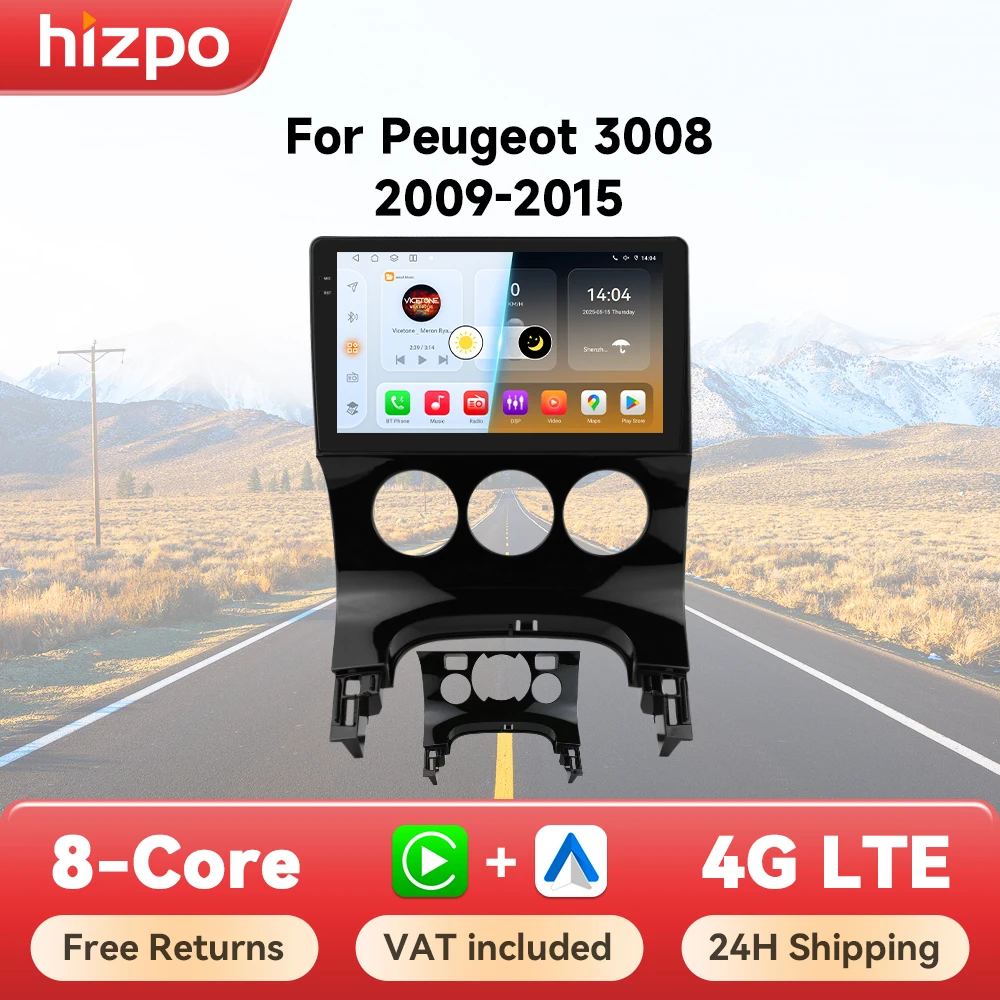 Hizpo Auto Intelligente Sistemi Intelligenti Radio Per Peugeot 3008 2009-2015 Wireless CarPlay Android Auto GPS di Navigazione Stereo 6115 4G
