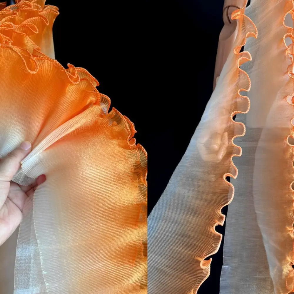 2 Yard Flounce Wave Lace Fabric Fashion 12cm Wide Pleat Mesh Organza Ruffle Dress Accessories DIY Styling Sewing