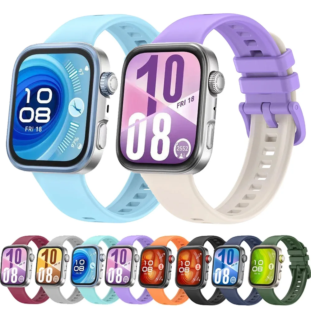 Offizielles Silikonarmband für Huawei Watch Fit 3/4/4 Pro, farbenfrohes Sportarmband mit Schnalle für Huawei Watch Fit 4 Pro
