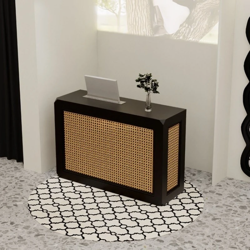 Rattan black checkout page retro minimalist modern cabinet, reception desk