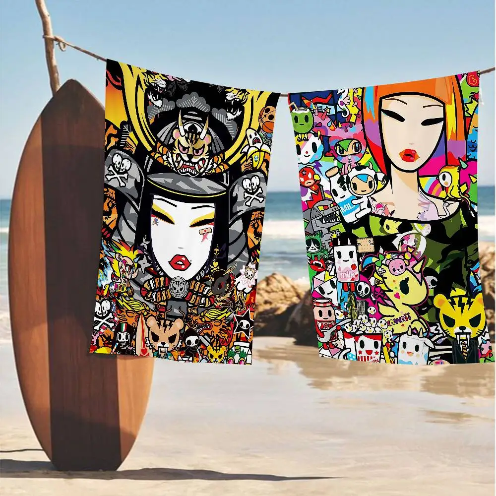 Japan Anime T-TokidokiS Bath Towel Microfiber Soft Water Absorbing Breathable For Girl Kids Decorative Cartoon Beach Towel