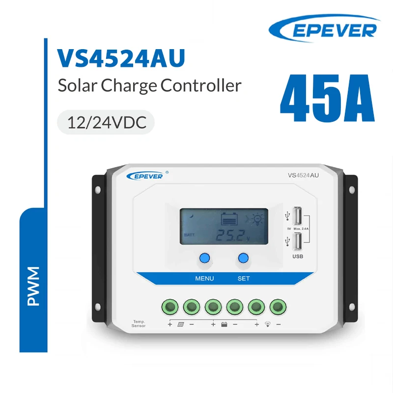 EPEVER 10A 20A 30A 45A 60A PWM Solar Laadregelaar VSAU Smart Zonne-energie Systeem Regulator LCD 12/24/36/48V Max PV 96V