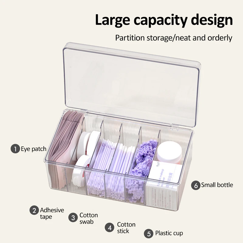 Eyelash Tool Storage Box Transparent Acrylic Lashes Glue Tweezer Accessories Eyelash Grafting Makeup Tool Desktop Storage Box