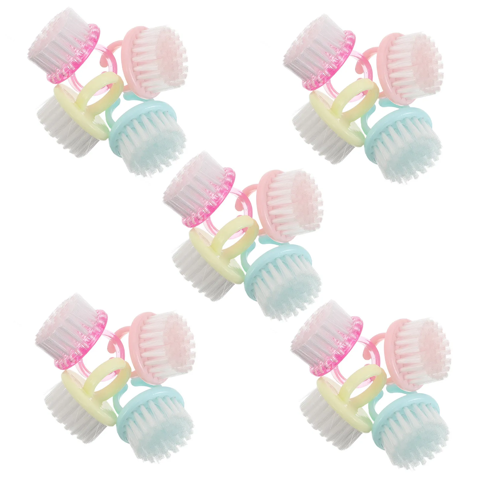 20Pcs Mini Nail Cleaning Brush Travel Size Soft Round Manicure Dust Brushes Plastic Portable Nail Cleaner Macaron Colors