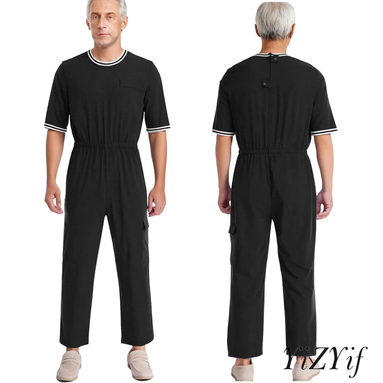 

Men's Care Adaptive Jumpsuit with Elastic Waist And Practical Pockets Thoughtful Clothing for Special Needs Adults And Seniors