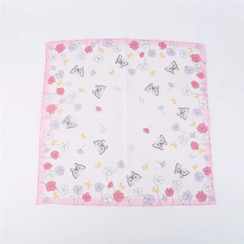3 Stück 45 x 45 cm quadratisches Baumwoll-Taschentuch mit Schmetterlings- und Rosenblumenmuster für Damen, Damen-Handtuch, Hochzeit, Party, Geschenk, Furoshiki – Detail 3