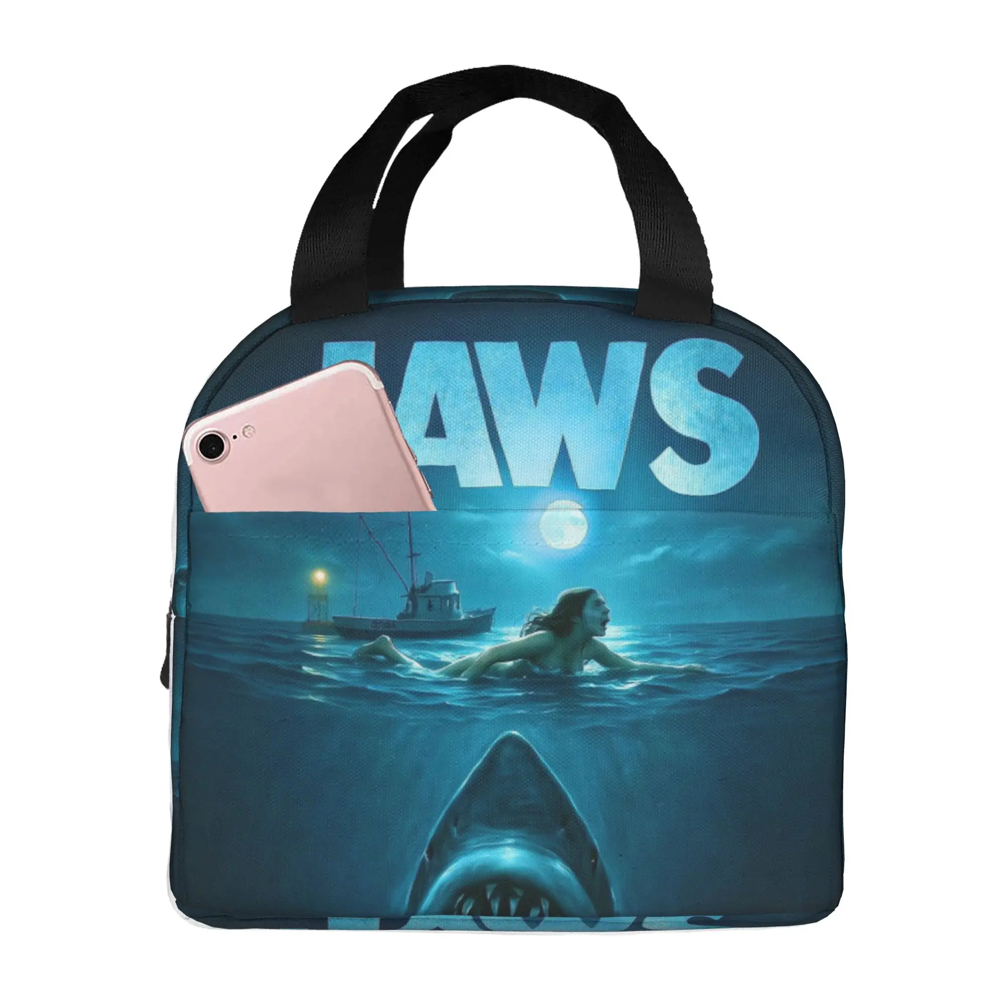 J-Jaw-Shark Insulated Lunch Bag for Women Leakproof Classic Film Thermal Cooler Lunch Box Beach Camping Travel
