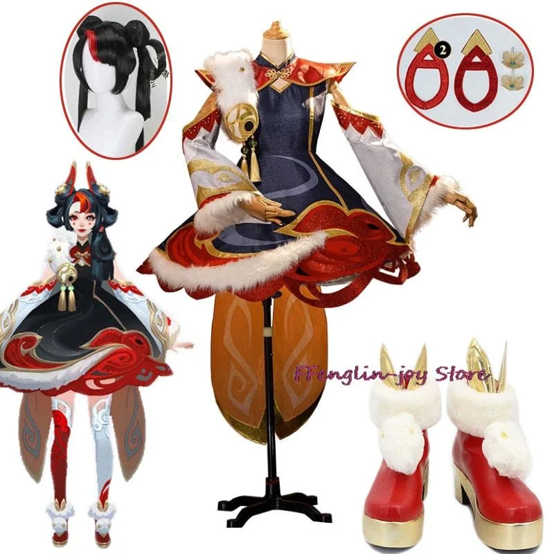 Halloween Costume LOL Mythmaker Gwen Cosplay Costume Wig Boots Dress Game LOL Role Play Gwen Red Suit China Fancy Dress