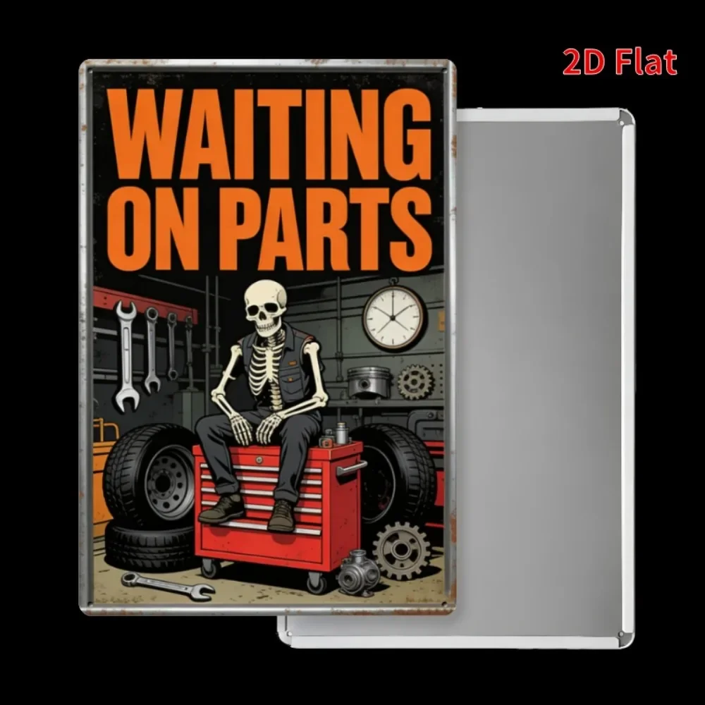 CIFbuy Waiting On Parts Aluminum Wall Art Waterproof Durable Garage Bar Wall Decor