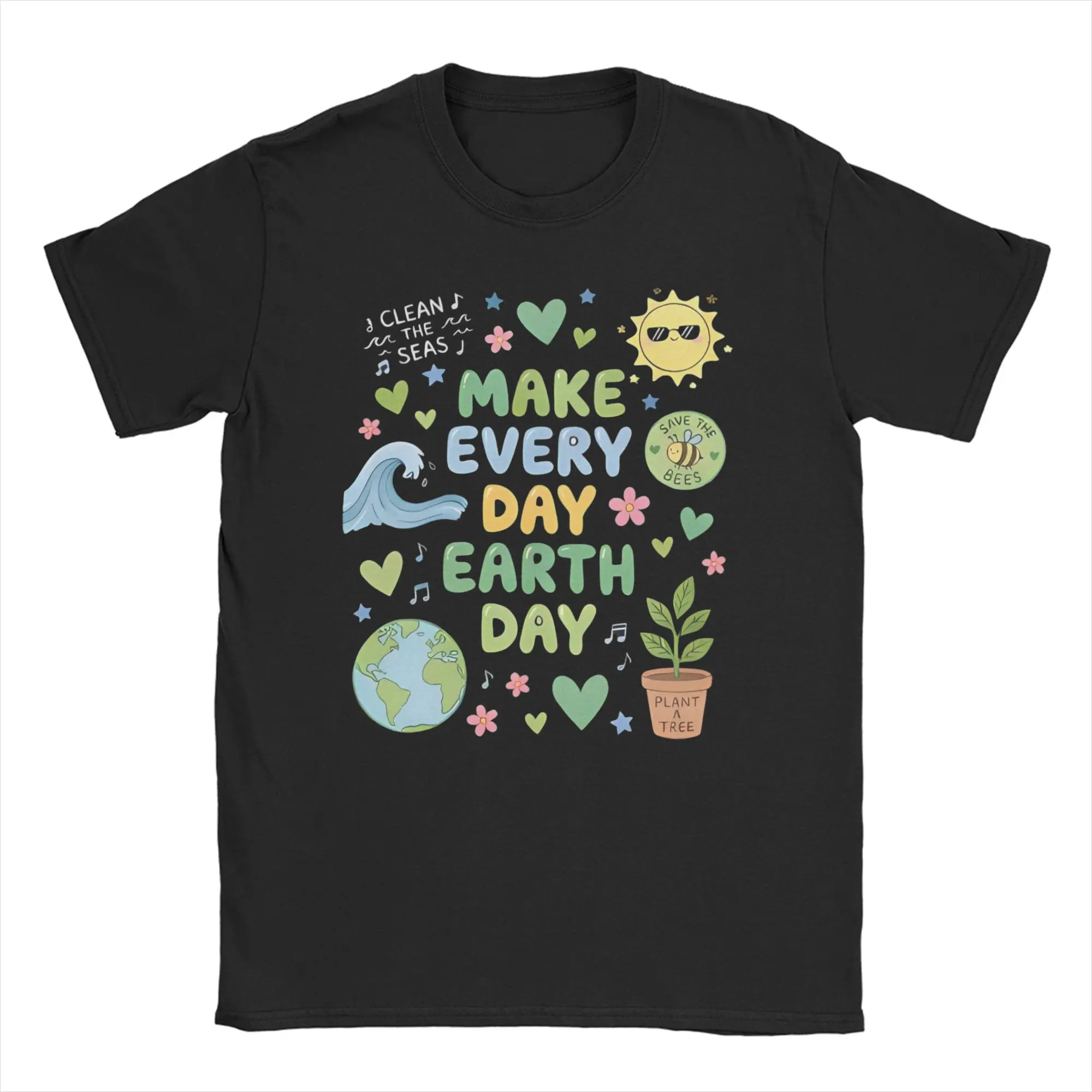 Men Women's Happy Earth Day Eco Friendly Nature T Shirts Pure Cotton Clothing Funny Short Sleeve Crew Neck Tees Printed T-Shirts