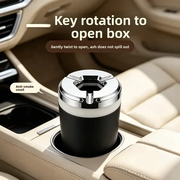 New Car Mechanical Rotating Ashtray with Lid Ash Tray for Smoking Creative with Cover Accessories Home for Household And Car Use