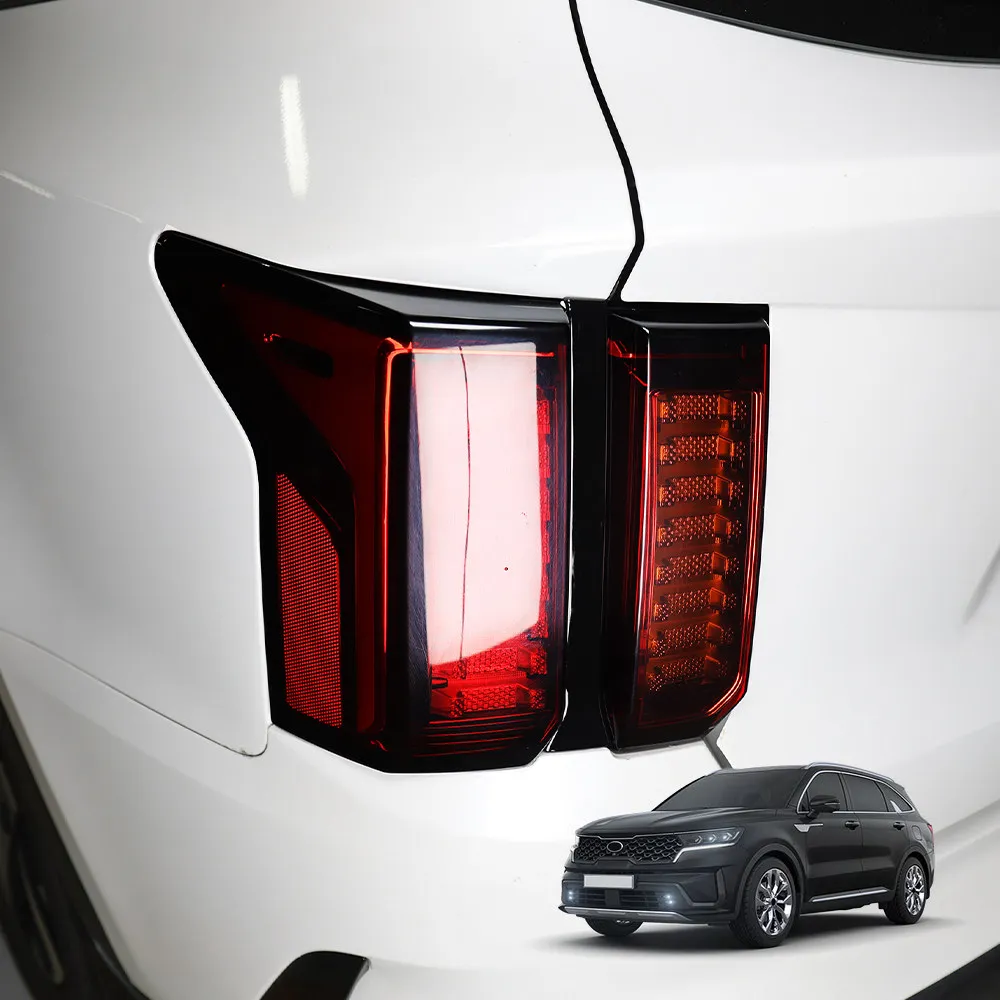 2PCS Auto Exterior Decoration Rear Brake Light Decal Stripe Cover ABS Carbon Fiber Black For Kia Sorento MQ4 2021-2026 LHD RHD