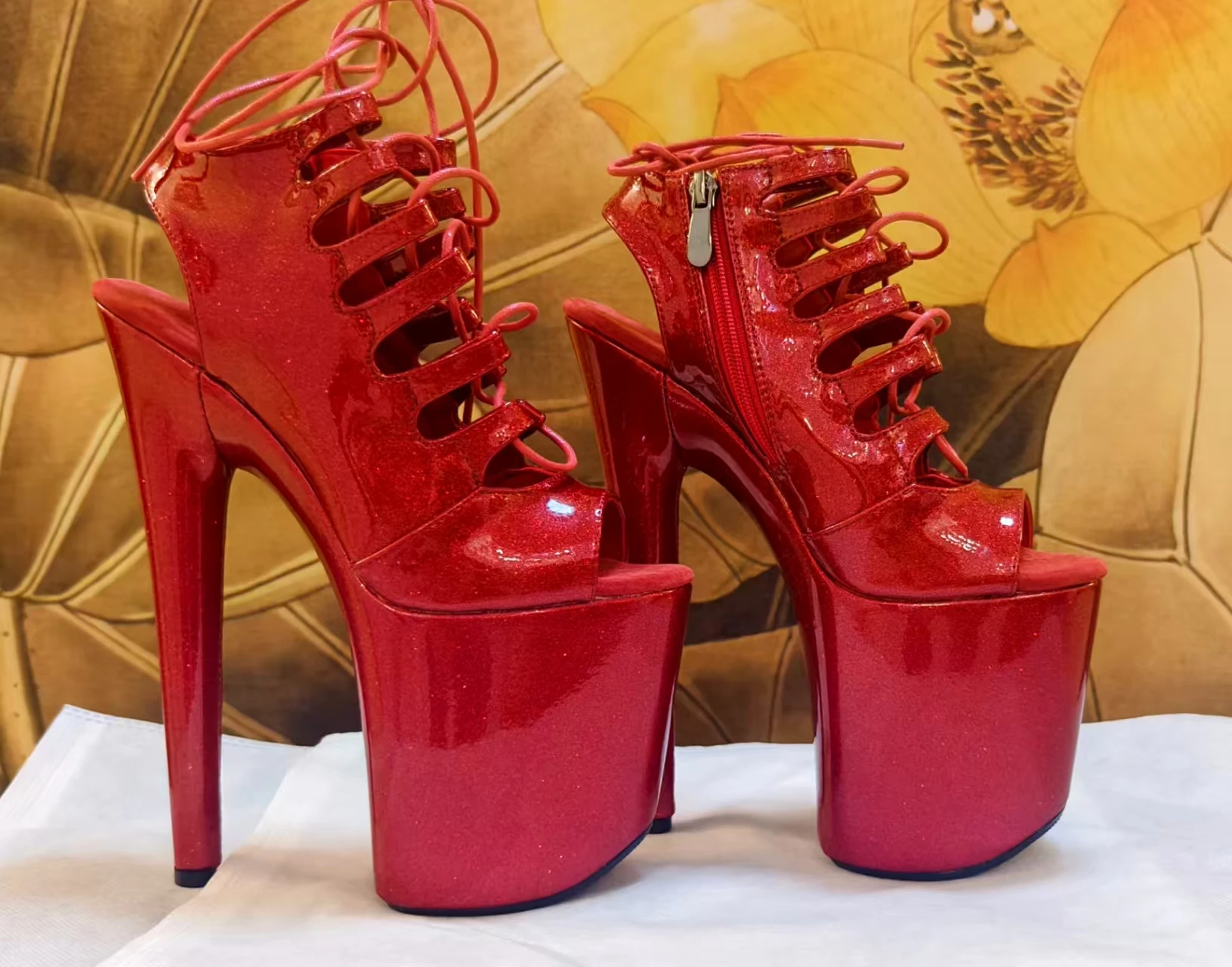 IDEAL MA 20cm tiang menari Super Heels jari terbuka sandal Stripper