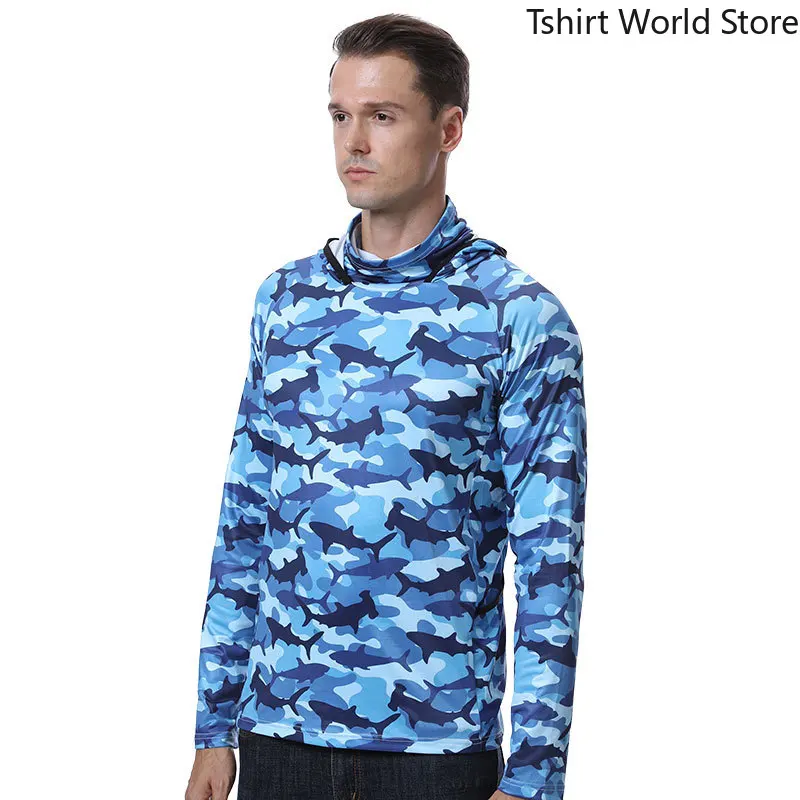 

2025 Новая уличная толстовка с капюшоном и защитой от солнца UPF, рубашка для рыбалки с длинными рукавами и маской для лица