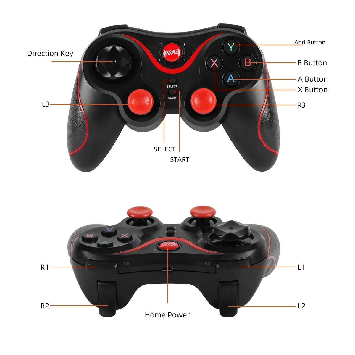 GAMINJA Bezprzewodowy gamepad Bluetooth Kontroler gier PC Joystick do gier dla telefonu komórkowego z systemem Android TV Box Playstation 3 Tablet PC