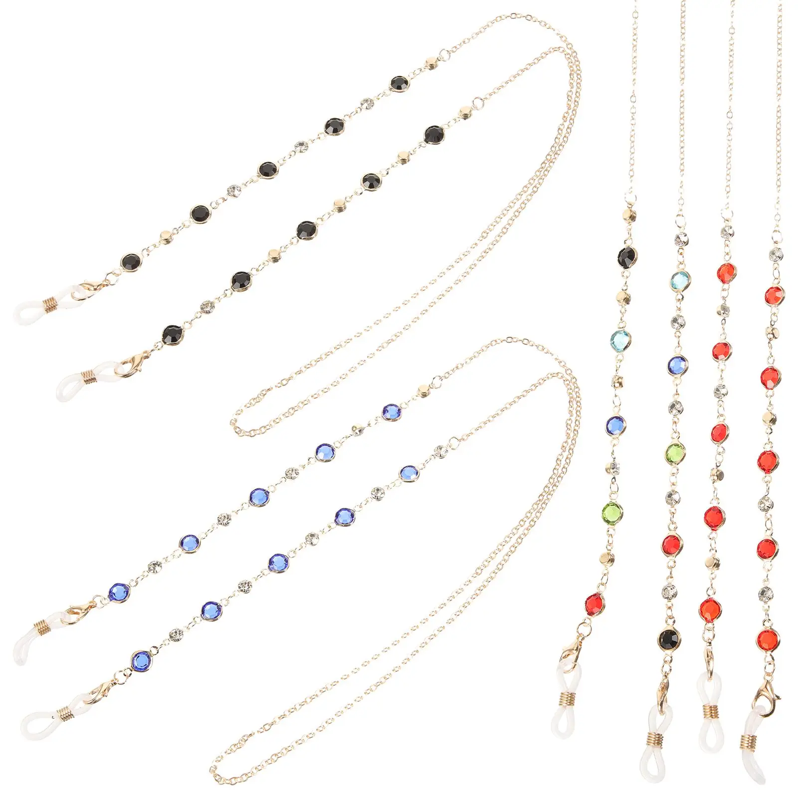

4 Pcs Glasses Chain Necklace Holder for Women Eyeglass Chains Lanyard Sunglasses Mixed Color Crystal Beads Anti Drop Sturdy