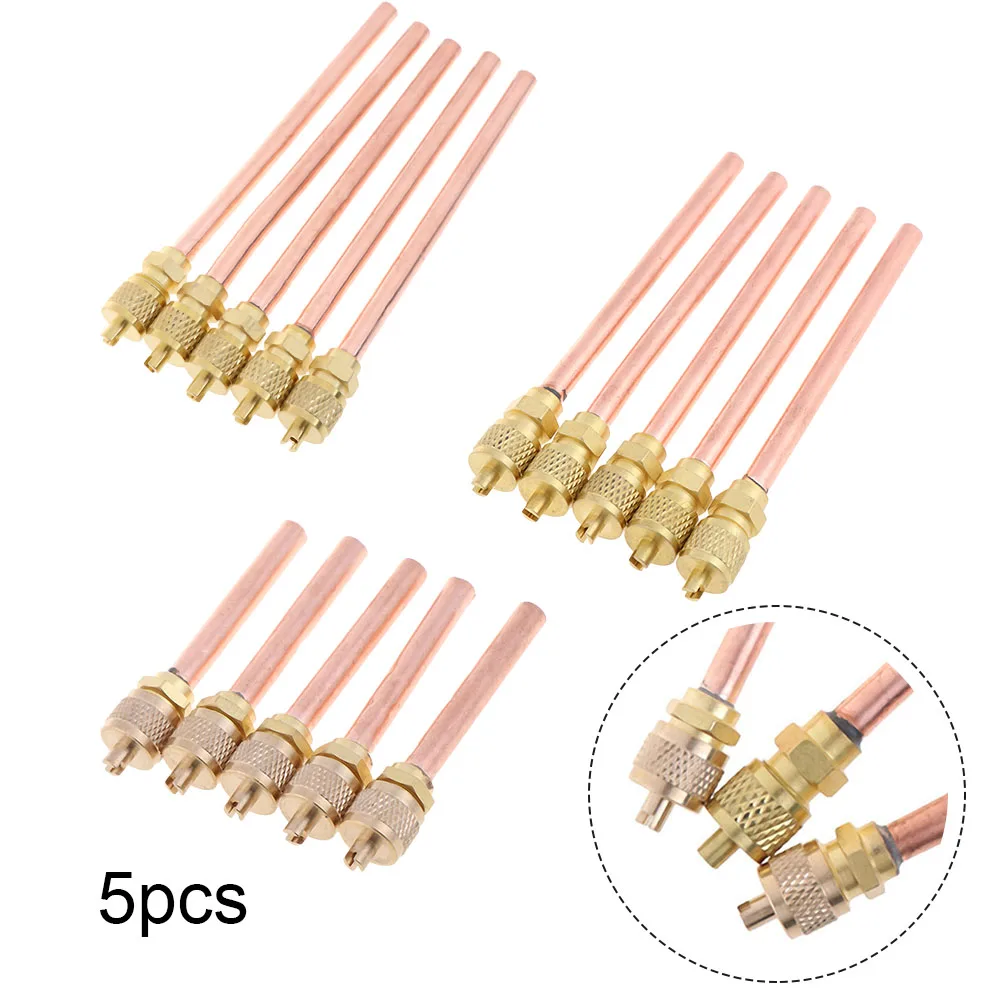 5Pcs Air Conditioner Refrigeration Access Valves 125mm OD Copper Tube Filling Parts Replacements Refrigerator Parts