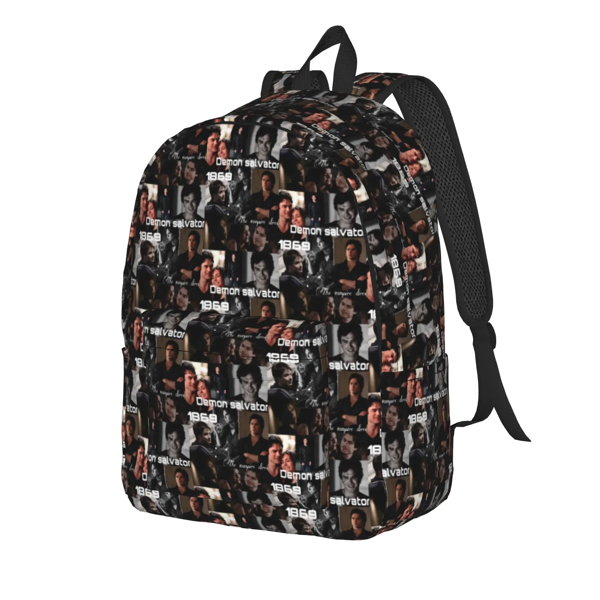 The Vampire Diaries Resuable Movie Backpack Damon Salvatore Youth Polyester Backpacks Lightweight High School Bags Rucksack