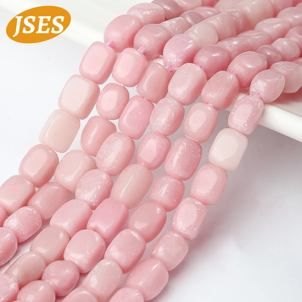 

JSES AA Natural Chinese Pink Opal Pebble Beads Spacer Loose Stone Beads For Jewelry Making DIY Bracelet Necklace Charm 15 Inches