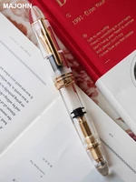 MAJOHN P140 pluma estilográfica de pistón de cobre y Metal, punta de sol transparente, cuerpo de resina ligera PK X159 9019, papelería, suministros escolares