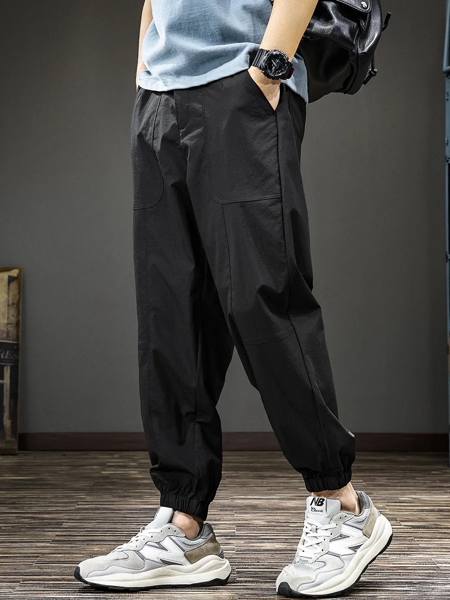 

Ice Silk Loose Fit Summer Thin Casual Pants Qui Dry Sports Trousers for Men Faionable Urban Sle Long Pants