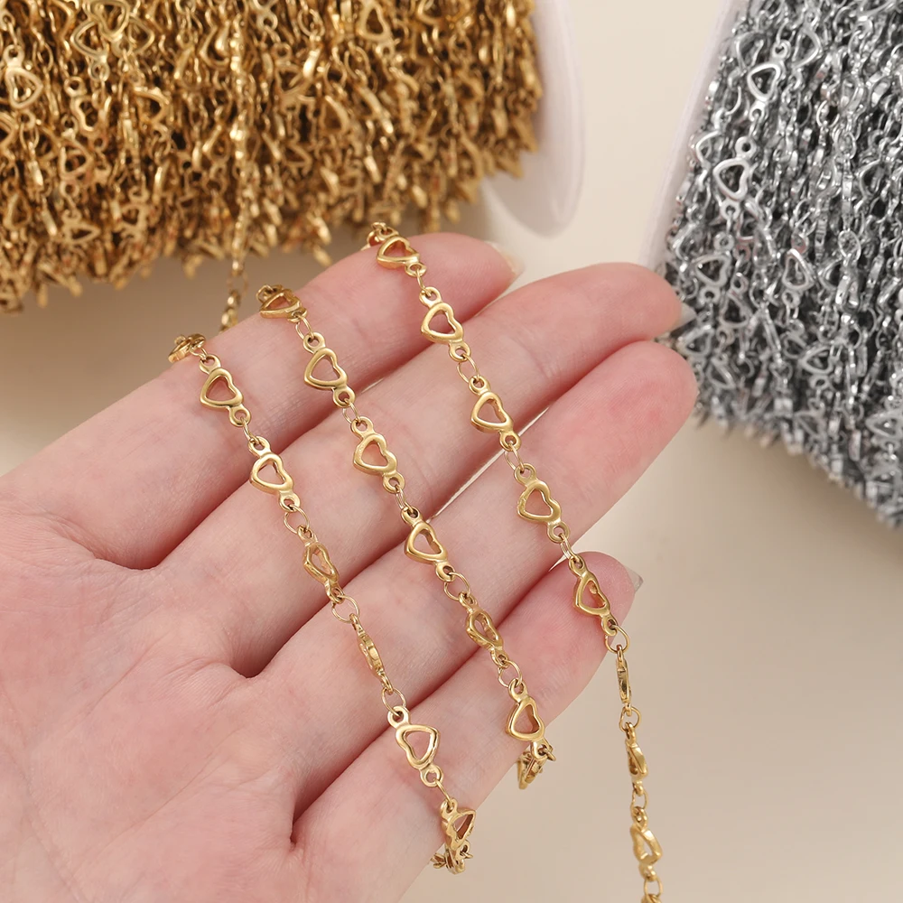1 متر الفولاذ المقاوم للصدأ الجوف الخوخ القلب سلاسل النتائج المواد ل قلادة سوار DIY بها بنفسك صنع المجوهرات الملحقات
