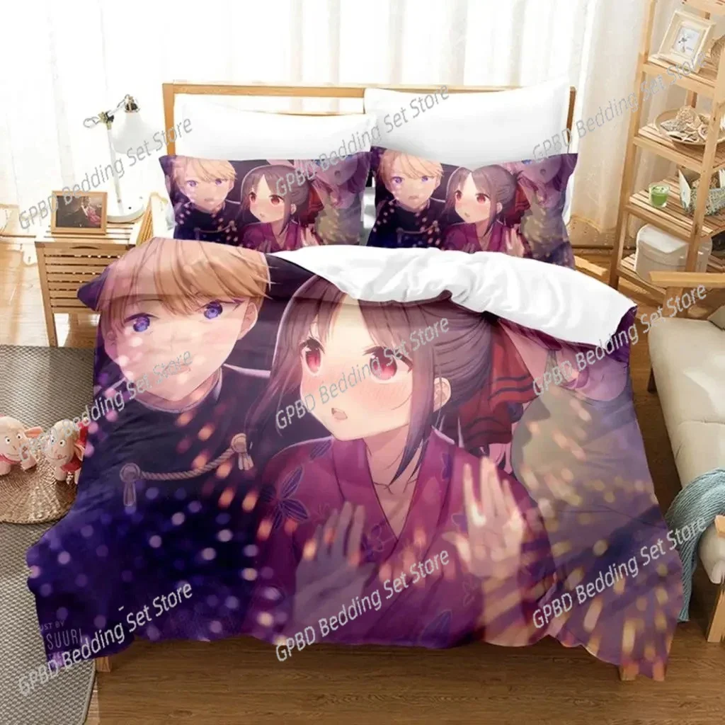 3D Print Anime Kaguya-sama Love Is War Miss Huiye Bedding Set Boys Girls Twin Queen Size Duvet Cover Pillowcase Bed Kids Adult