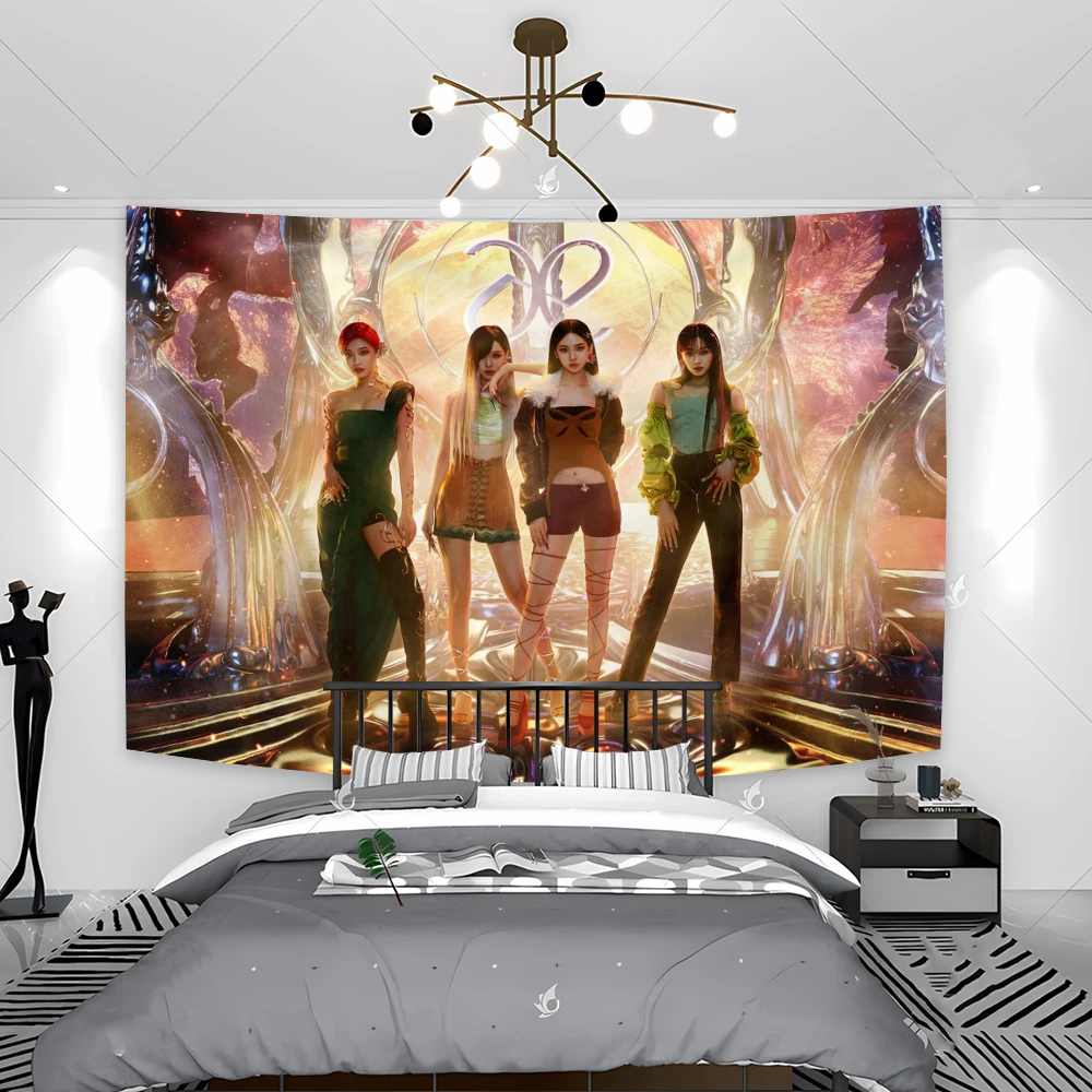 Kpop A-Aespas Savage Tapestry Art posters Printing Banners for Bedroom Living Room College Dorm Party Backdrop Home Decoration