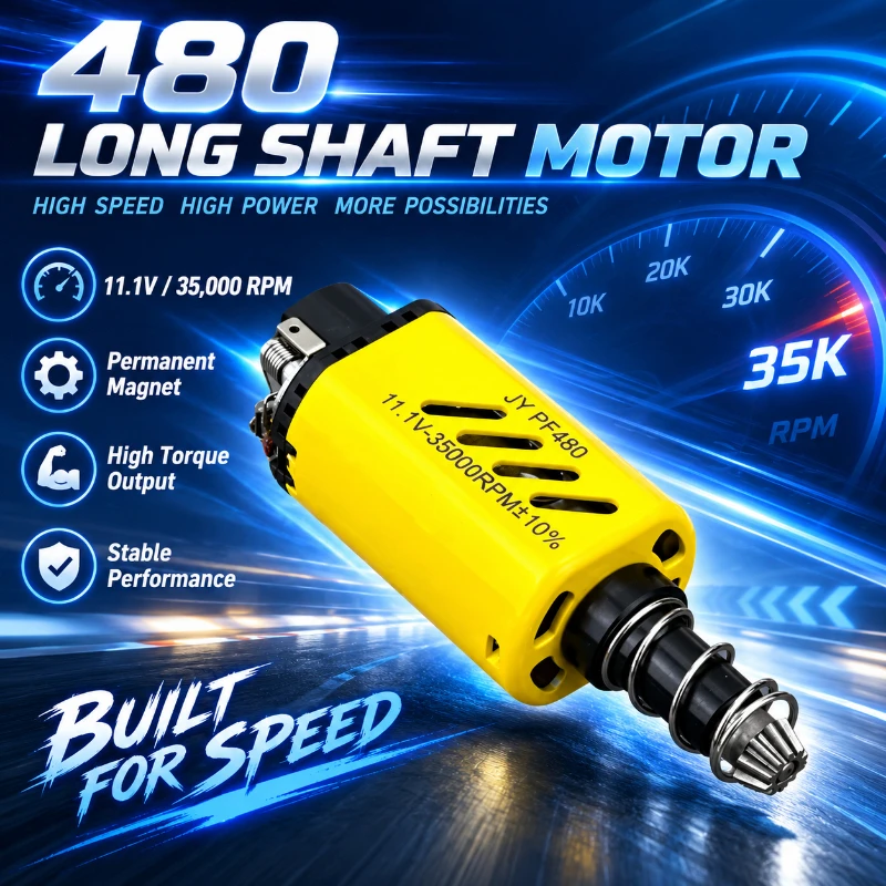 480 DC Electric Motor 11.1V 35000RPM Long Shaft Practical Modify Accessory for 2‑Standard Gearbox