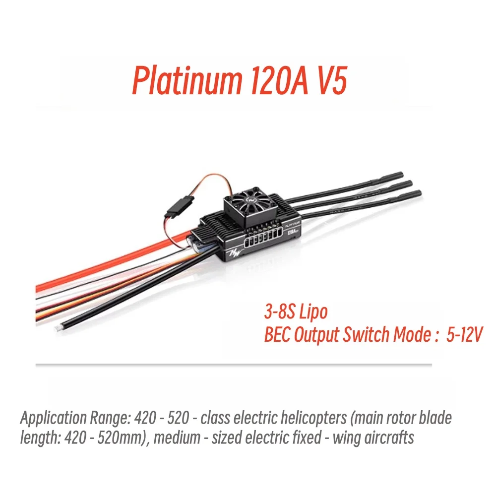 Hobbywing Platinum 120A V5 Brushless ESC 3-8S Lipo Electronic Speed Controller for RC Plane Helicopter