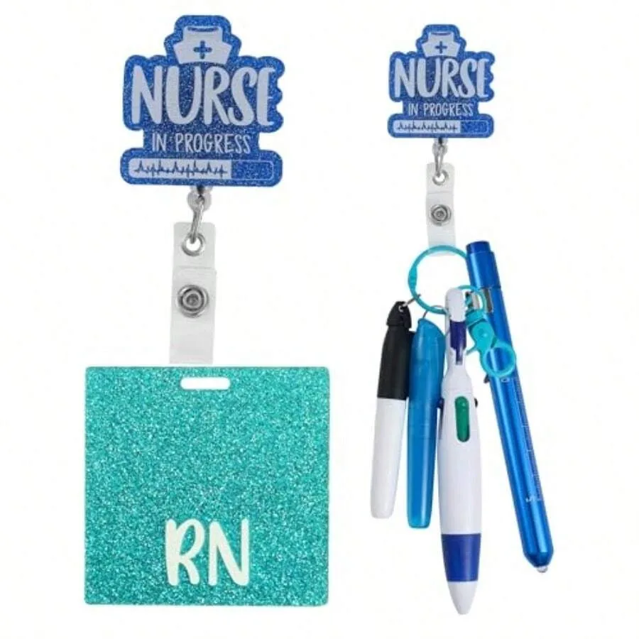 

Nurse Pen Set With Badge Reel Holder Clip Nursing School Essentials For Students And Professionals 6-Pack Purple