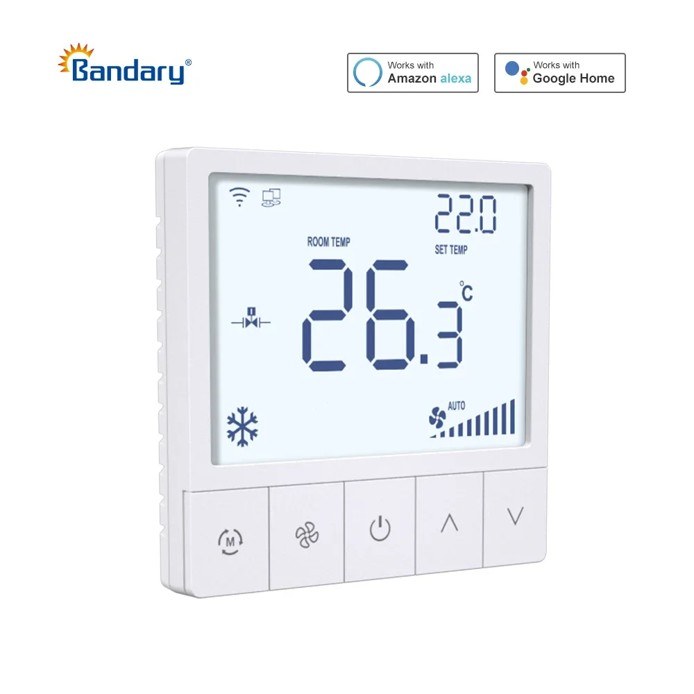 Bandary Lcd Touch Screen Digital RS485 Modbus 2 or 4 Pipe Modulating Fan Coil Programmable Smart Room Thermostat Temperature
