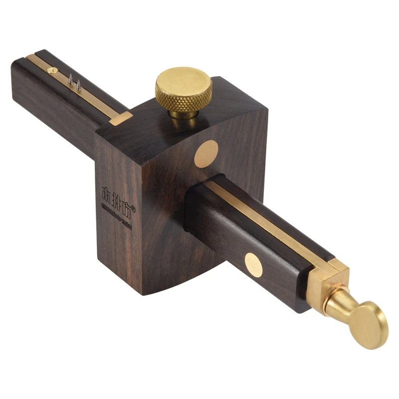 Mortise Gauge Woodworking Scriber Marking Tool 6.4In Ebony Mortise Square Gauge Brass Screw Type Sliding Mark Scraper