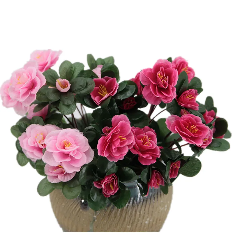

10pcs Artificial Azalea Flower 21 heads Silk Rhododendron Bouquet Flower