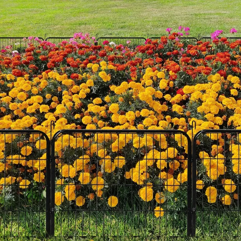 24inx85ft ديكور حديقة سياج مقاوم للصدأ للطي سياج المشهد فناء زهرة السرير الحيوان حاجز الحدود للكلاب