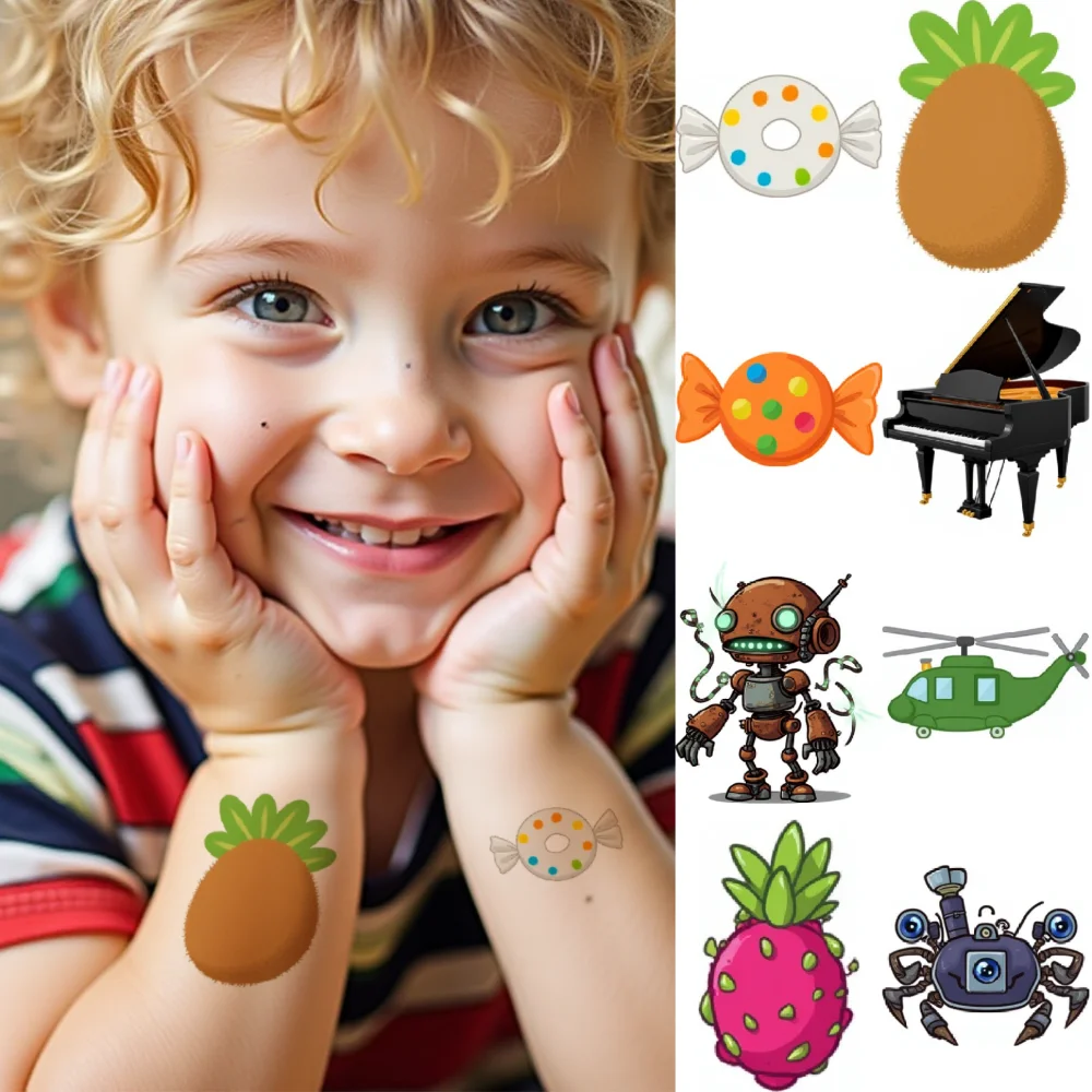 

54pcs Temporary Tattoo Cartoon Dinosaur Candy Robot For Boys Shoulders Girls