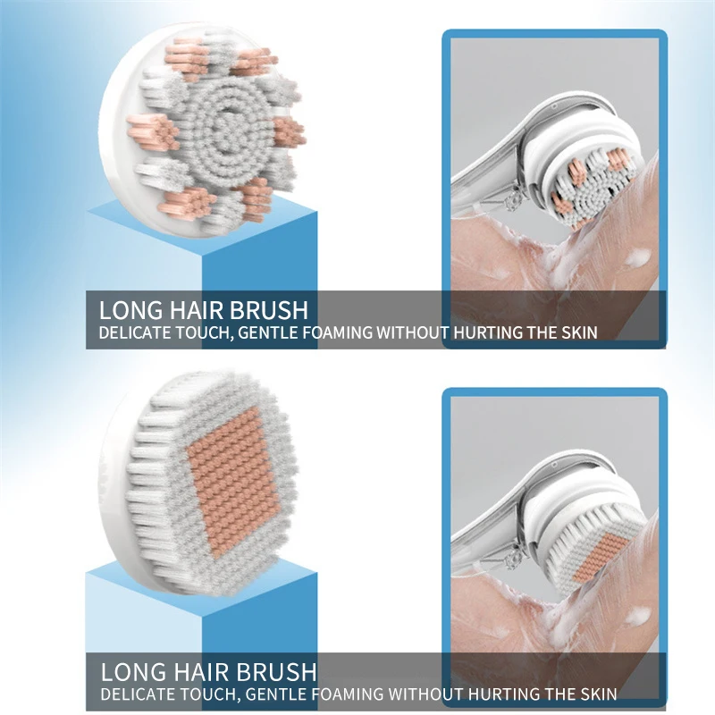 6 In 1 Electric Bathing Instrument Multifunctional Massage Bathing Brush Charging Waterproof Long Handle Rubbing Skin Scrubber