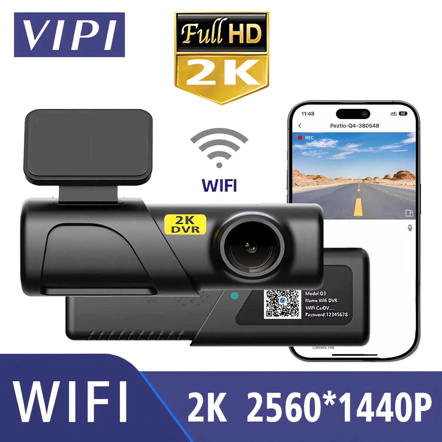 2K كاميرا أمامية 2560*1440P مسجل سيارة واي فاي كاميرا DVR للسيارة مسجل السيارة صندوق أسود مراقبة 24 ساعة رؤية ليلية فائقة #1