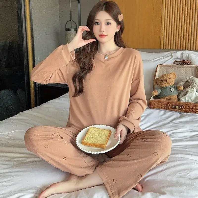 

Новый популярный женский пижамный комплект из утолщенного вельвета для осени и зимы, домашняя одежда с длинным рукавом и круглым вырезом, теплый и уютный, можно носить на улице