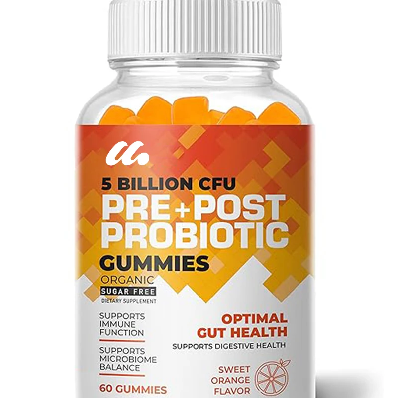 

Probiotics and prebiotic gummies, suitable for boys and girls - high potency 5 billion colony units - sugar and gluten free