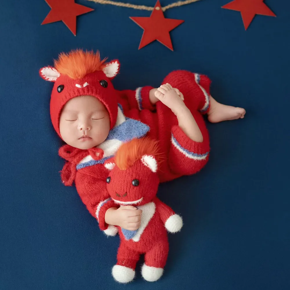 ❤️Newborn Photography Clothing Hat+Jumpsuit+Doll 3Pcs/set Studio Baby Photo Props Accessories Infant Shoot Clothes Outfits